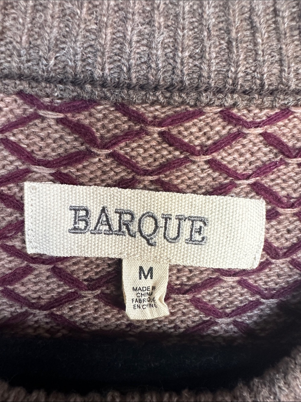Baroque Fair Isle Crewneck Size M Tan Red Pullover Wool Nylon Sweater Preppy - Picture 3 of 7